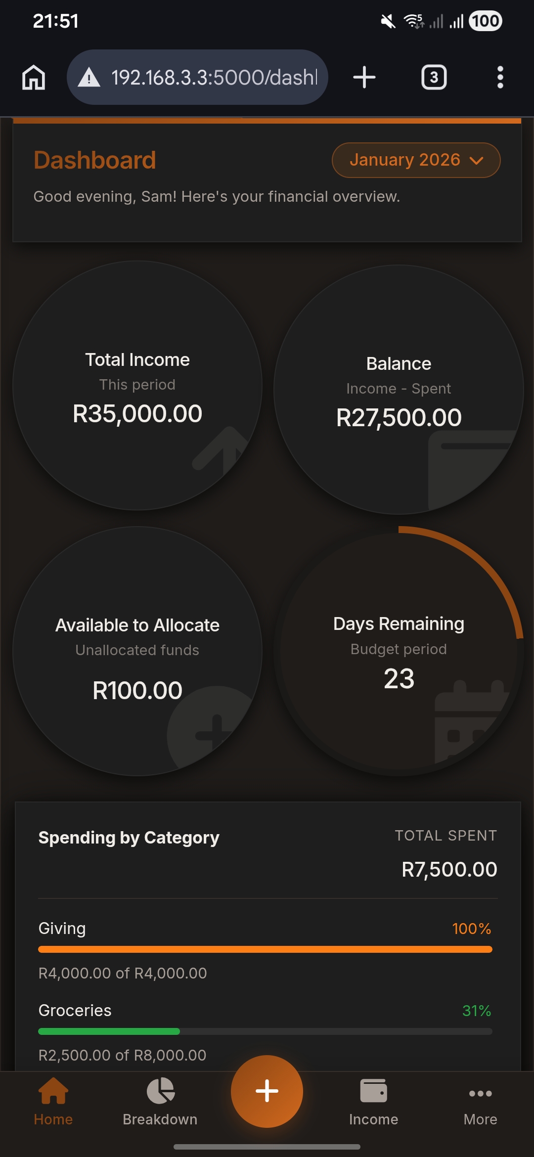 Dashboard dark mode on mobile
